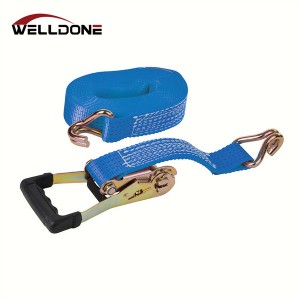 2″ 50MM 5T Rubber Handle Ratchet Tie Down Strap with Double J hook