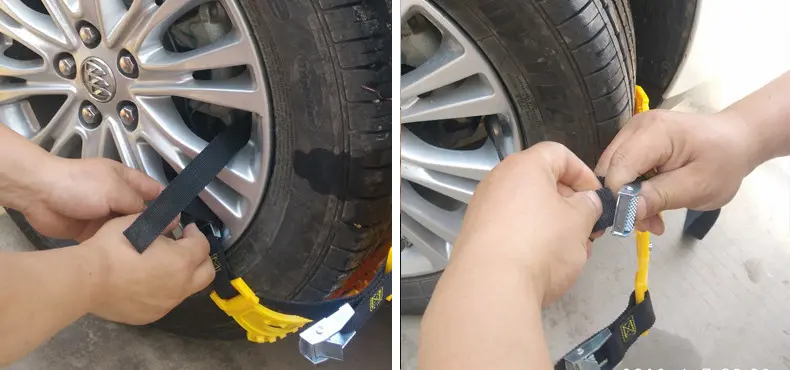plastic snow chain install