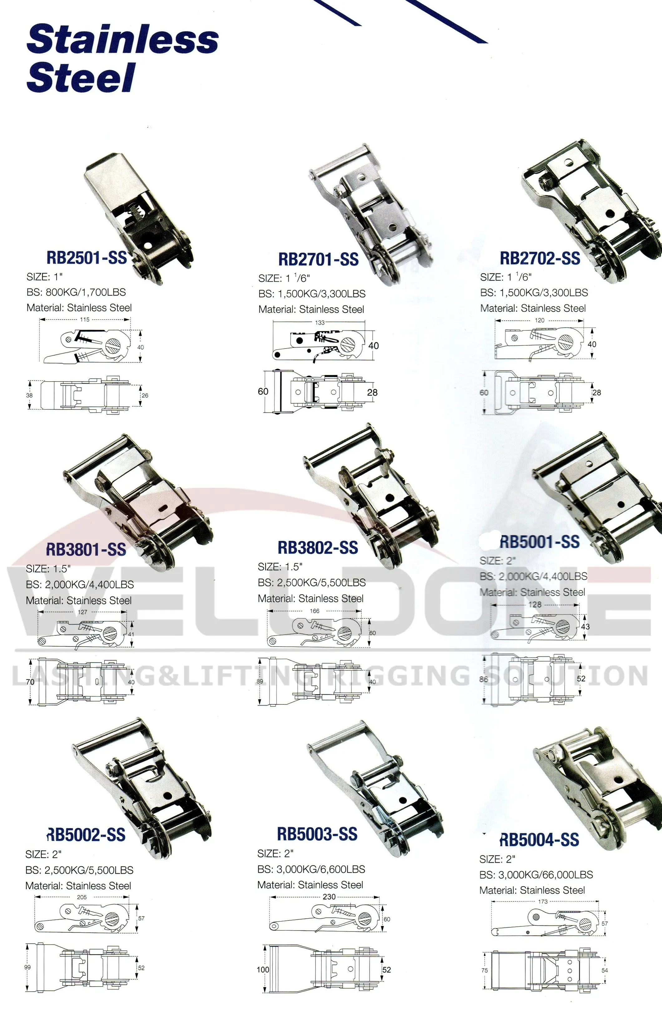 stainless steel ratchet buckle specification