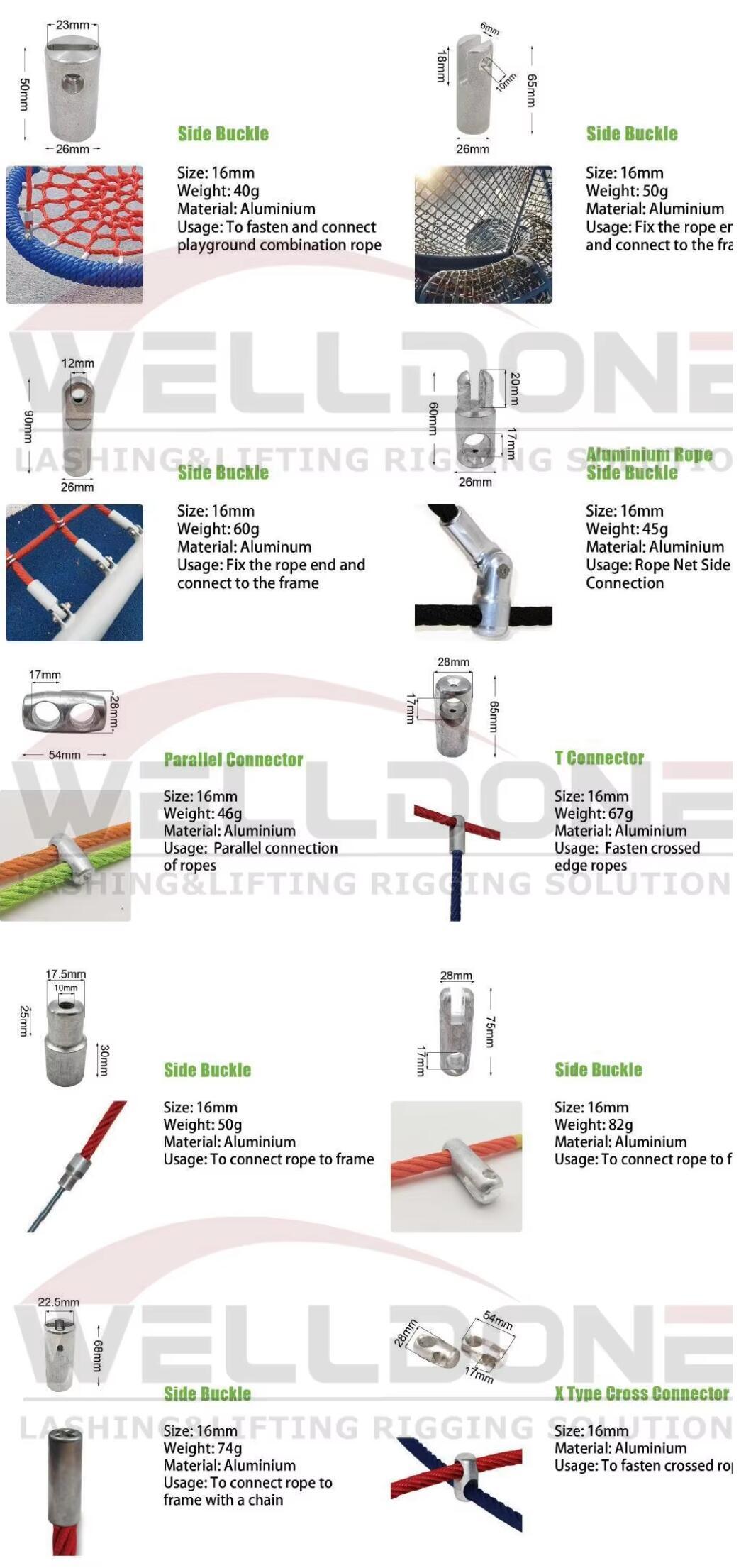 aluminum connector for combination rope