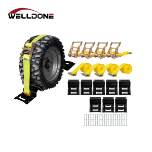 ATV UTV Parts Trailer E Track Wheel Chock Tie Down Kit System with Ratchet Strap