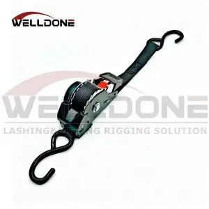 1″x10′ 25MM 3M Auto Ratcheting Slow Release Retractable Ratchet Tie Down Strap with S hook