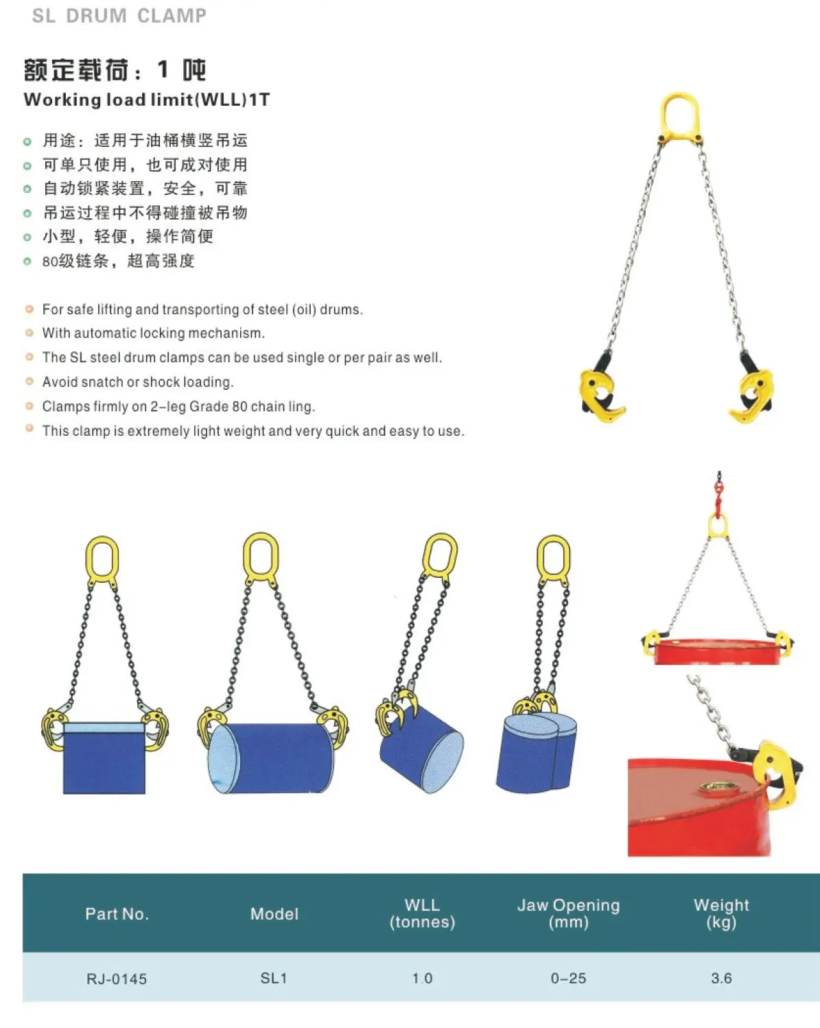 SL drum clamp specification