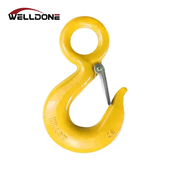 Forged US Type S320 Alloy Steel / Carbon Steel Eye Hoist Hook with Safety Latch Featured Image