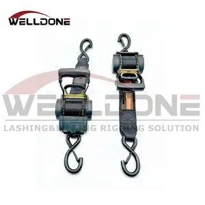 2″x10′ 45/50MM 3M Auto Ratcheting S Hook Retractable Ratchet Tie Down Strap with Damping