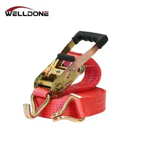 2″ 50MM 5T Rubber Handle Ratchet Tie Down Strap with Double J hook