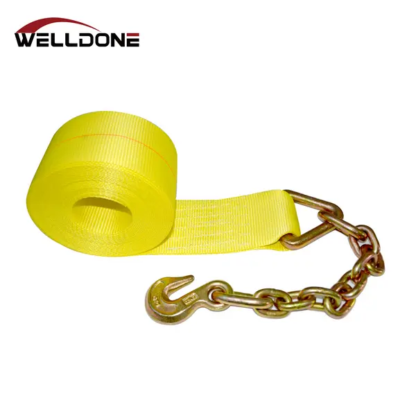 4″ Winch Strap with Chain Anchor Extension and Hook WLL 6670LBS Featured Image