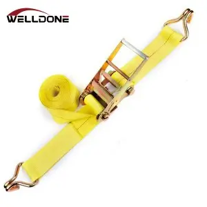 US Type 4″ Ratchet Tie Down Strap with Wire Double J Hook WLL 6670LBS