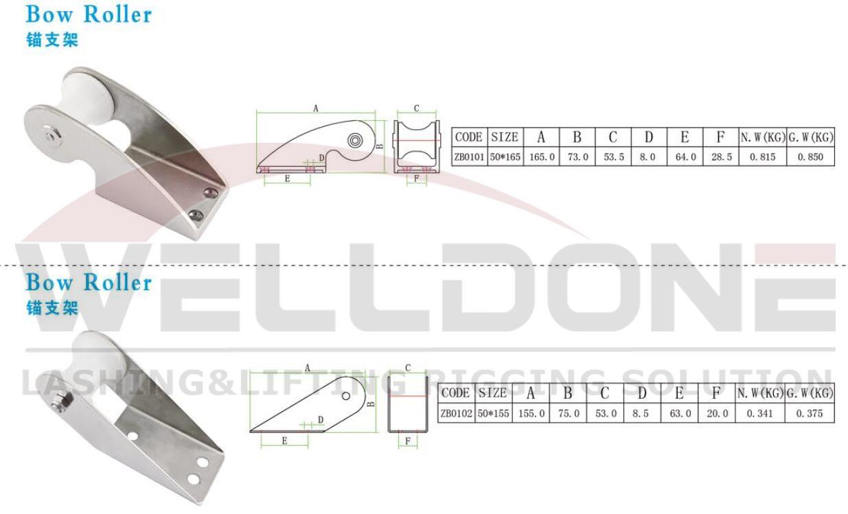SS anchor bow roller spec