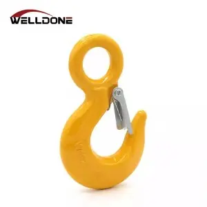 Forged US Type S320 Alloy Steel / Carbon Steel Eye Hoist Hook with Safety Latch