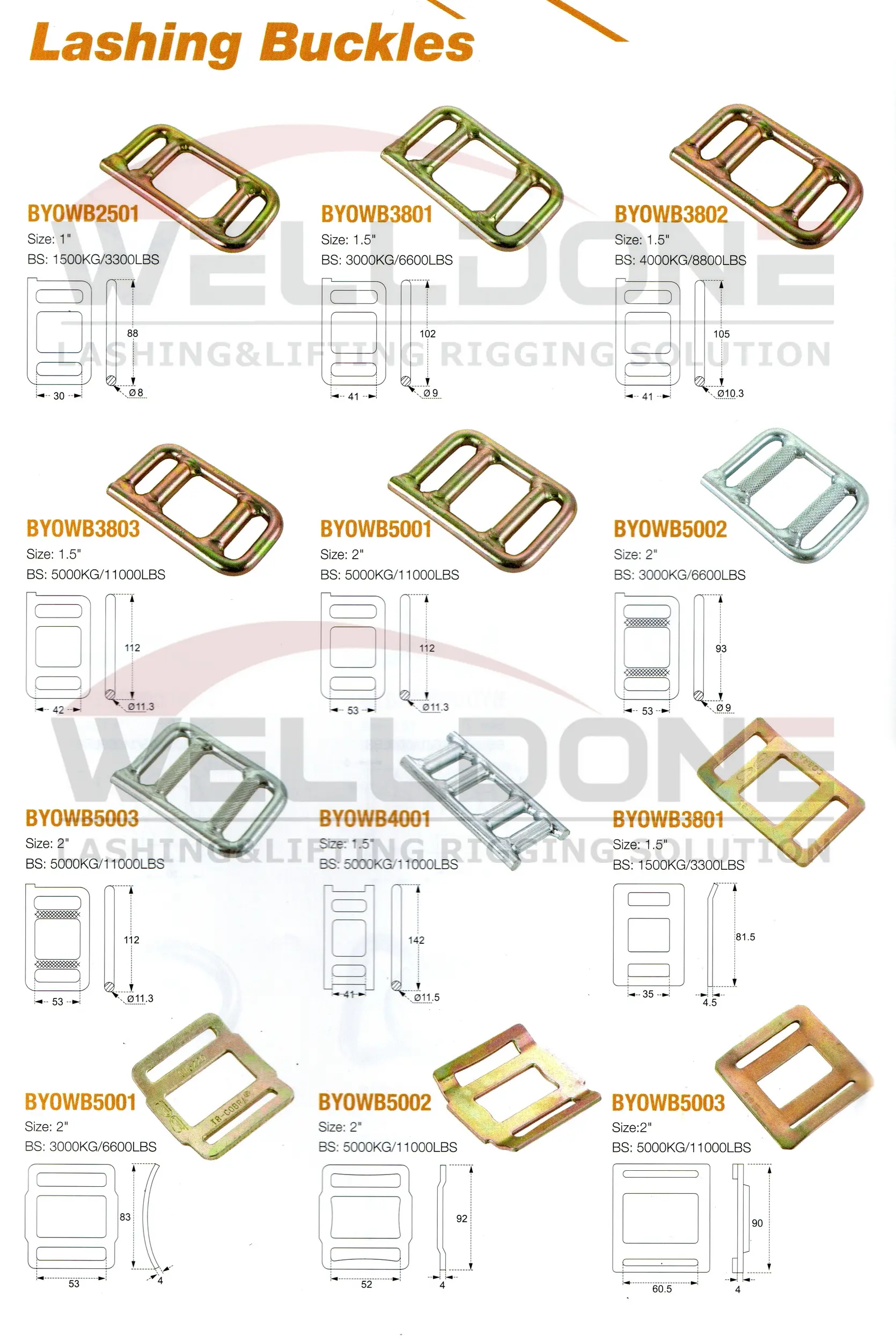 one way buckle specification