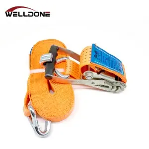 2″ 50MM 5T Finger Line Handle Ratchet Tie Down Strap with Double J hook