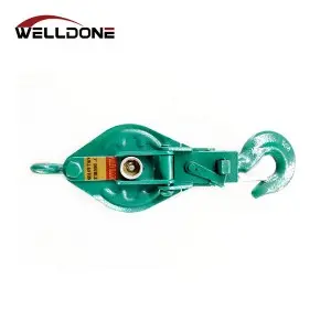 7112A Open Type Double Sheave Wire Rope Lifting Snatch Pulley Block with Hook
