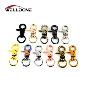 Colorful Customized Shape Zinc Alloy Swivel Snap Hook Carabiner for Bag Lobster Clasp Pet Dog Hook
