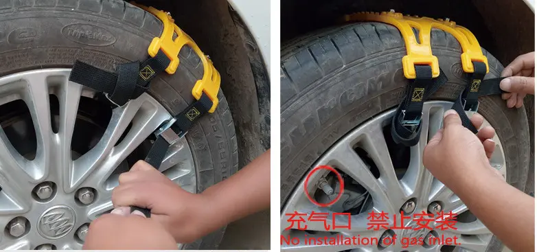 plastic snow chain install 1