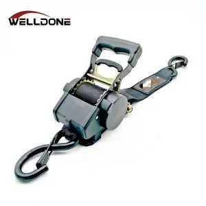 2″x10′ 45/50MM 3M Auto Ratcheting S Hook Retractable Ratchet Tie Down Strap with Damping