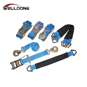4 in 1 Car transportat ratchet tie down with axle strap