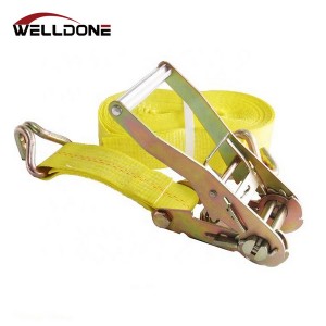 US Type 2″ Ratchet Tie Down Strap with Wire Double J Hook WLL 3333LBS
