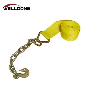 4″ Winch Strap with Chain Anchor Extension and Hook WLL 6670LBS